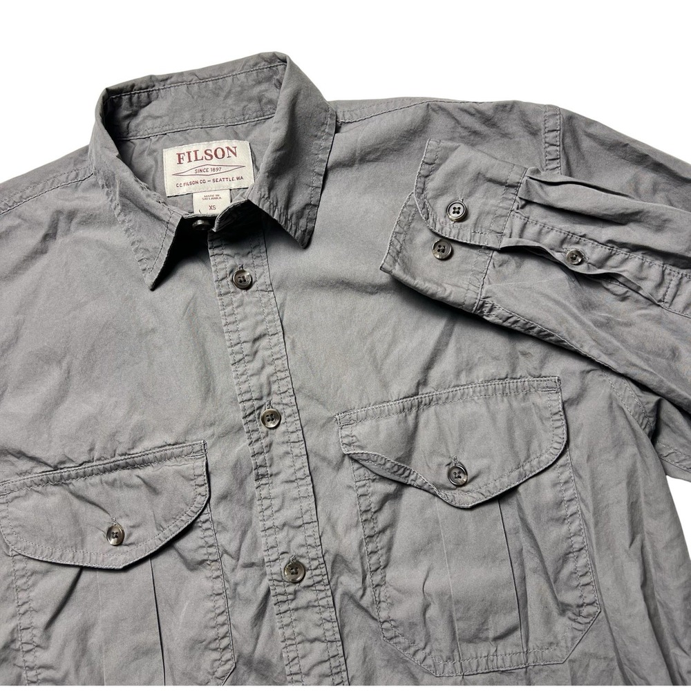 Filson Feather Cloth Shirt Men's XS Light Olive Long Sleeve Outdoor Workwear